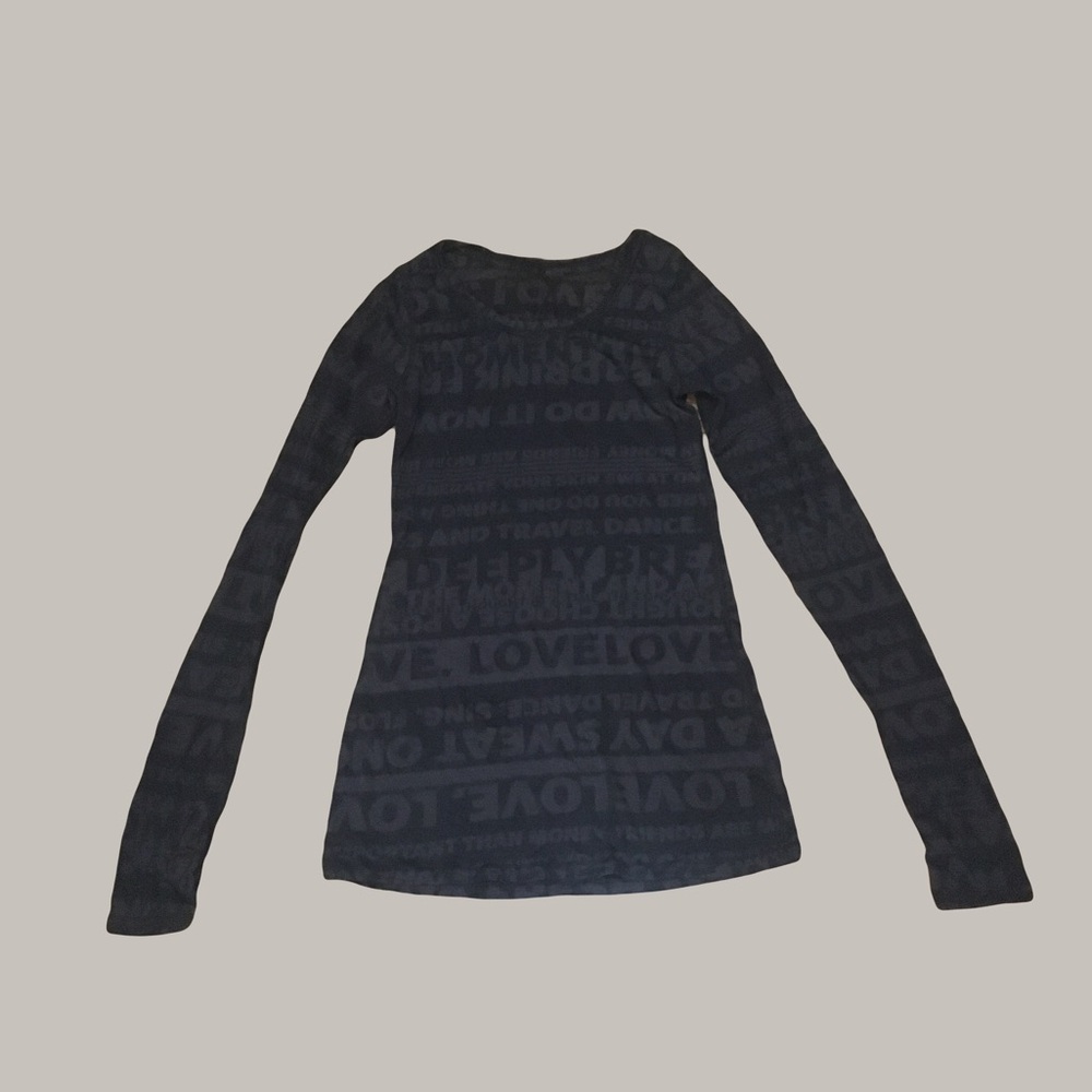 Lululemon Small sheer positive vibes words long sleeve top thumb holes athletic